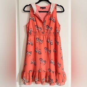 Sugarhill Boutique x ModCloth - Carousel Horse Print Dress - Size M, Coral